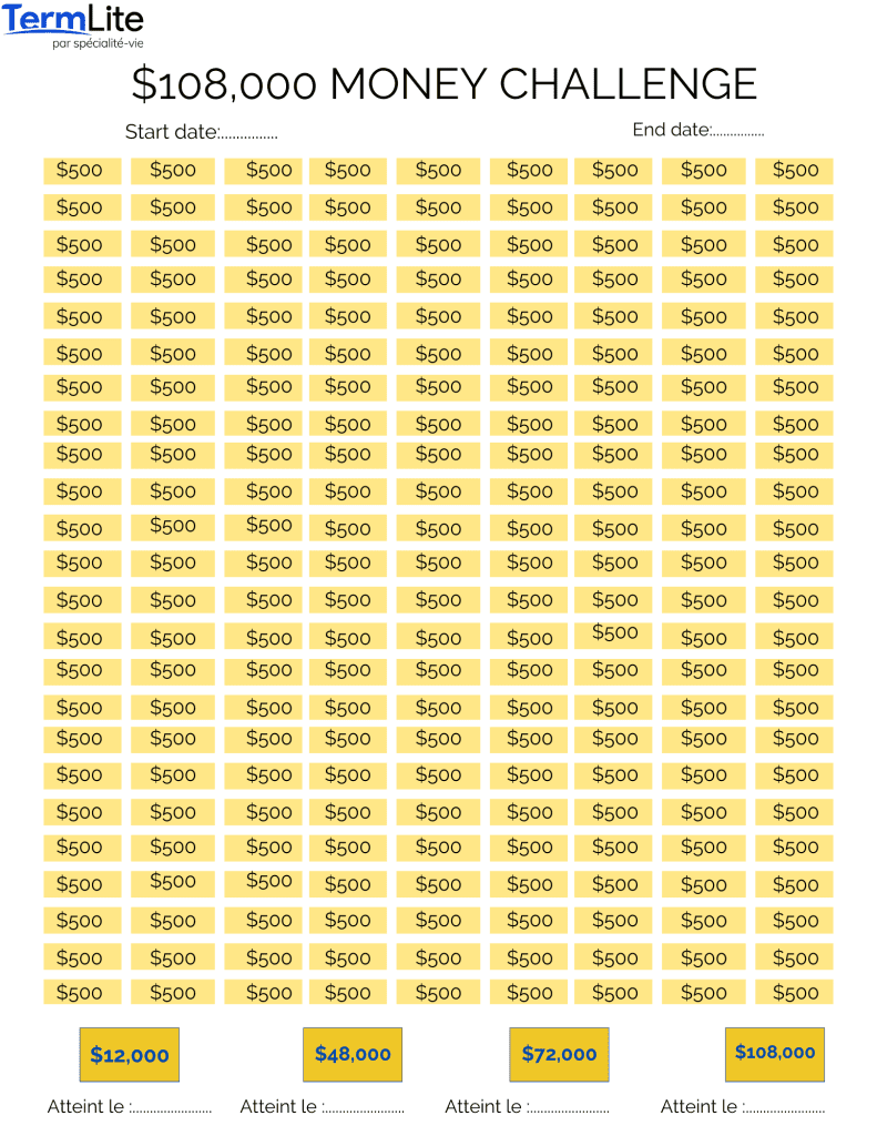money chart for big financial goal